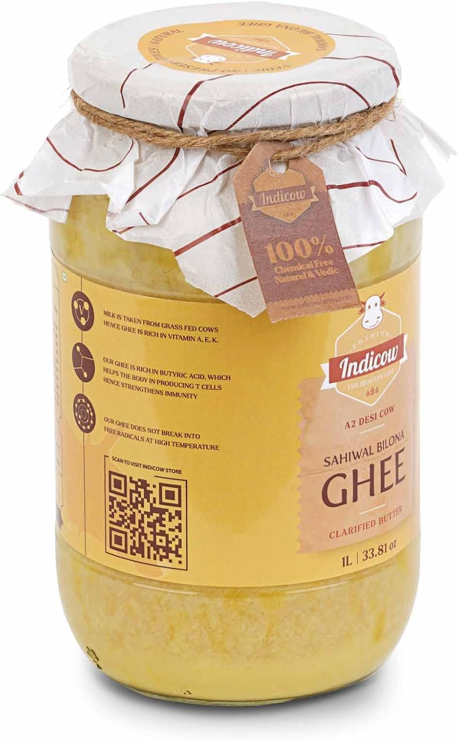 Indicow Organic Dairy Foods Pure Authentic A2 Ghee (1000Ml(1Ltr), Sahiwal) image number 4
