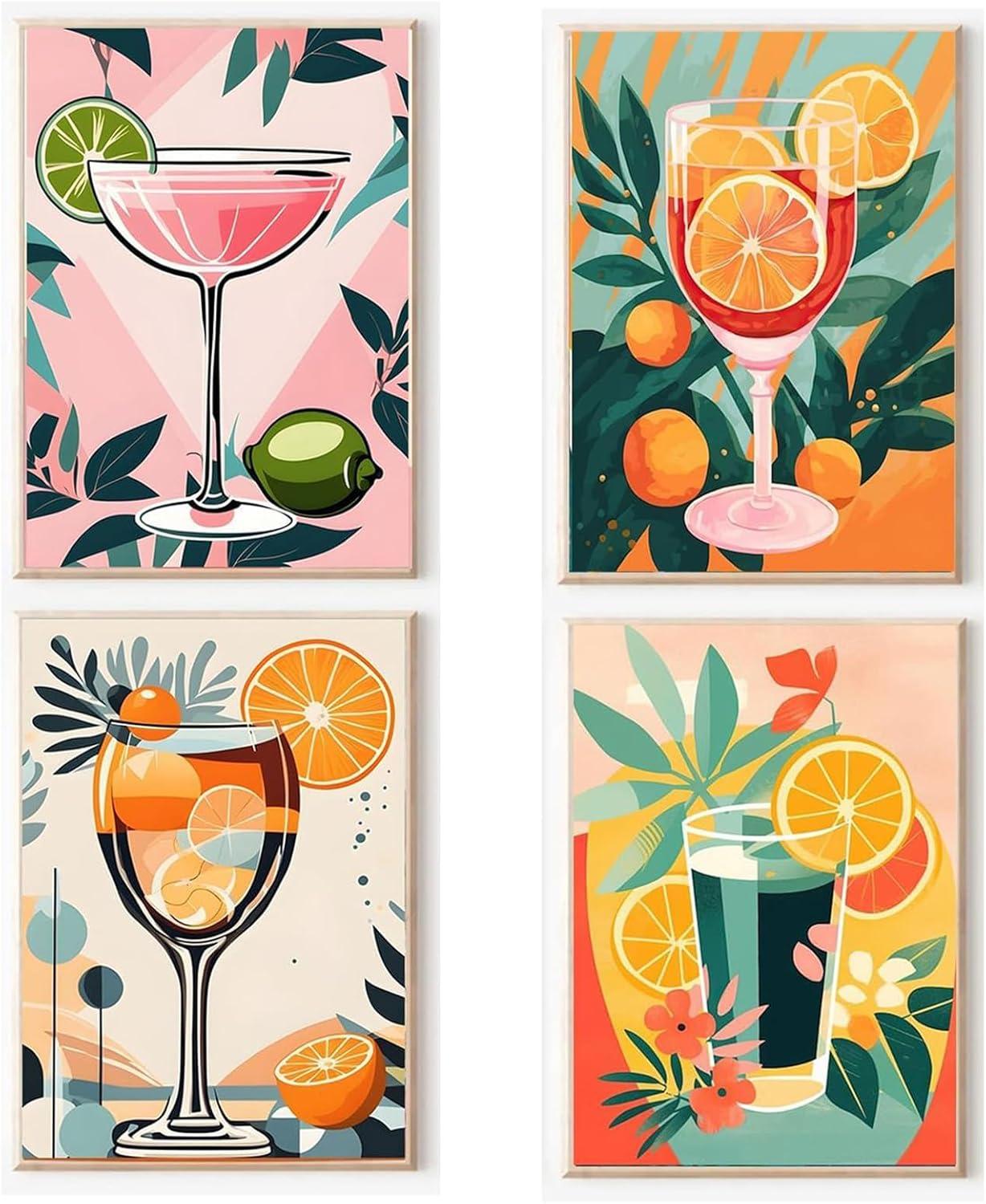 4 Pack Paint by Numbers for Adults, DIY Acrylic Paint by Number Kits on Canvas without Frame, Vintage Easy Painting by Number for Home Wall Decor 7.8X11.8Inch