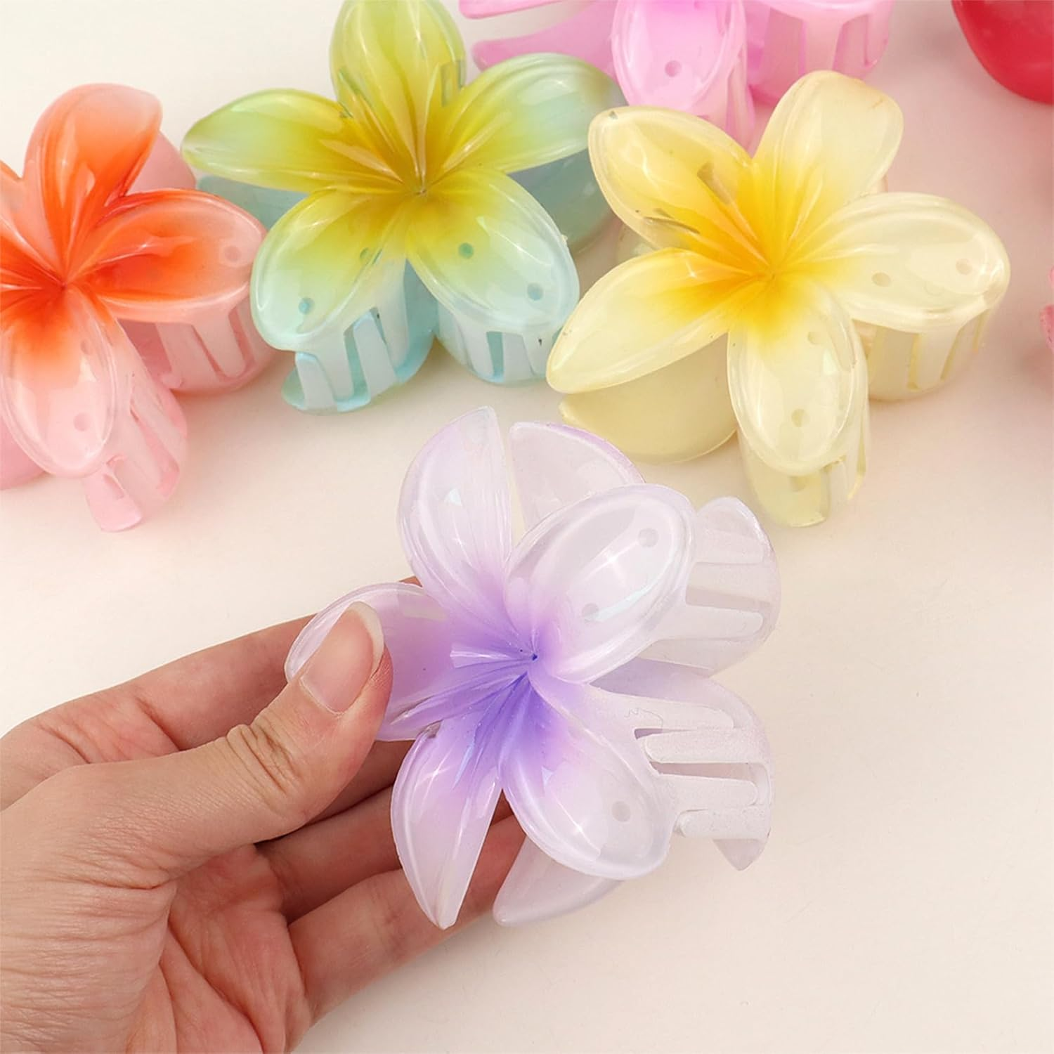 Jurcicat Pack of 8 Flower Hair Clips Trendy Non-Slip Cute Plastic Hair Clips for Non-Slip Hair Clip Fixing Women Thick/Thin Hair image number 4