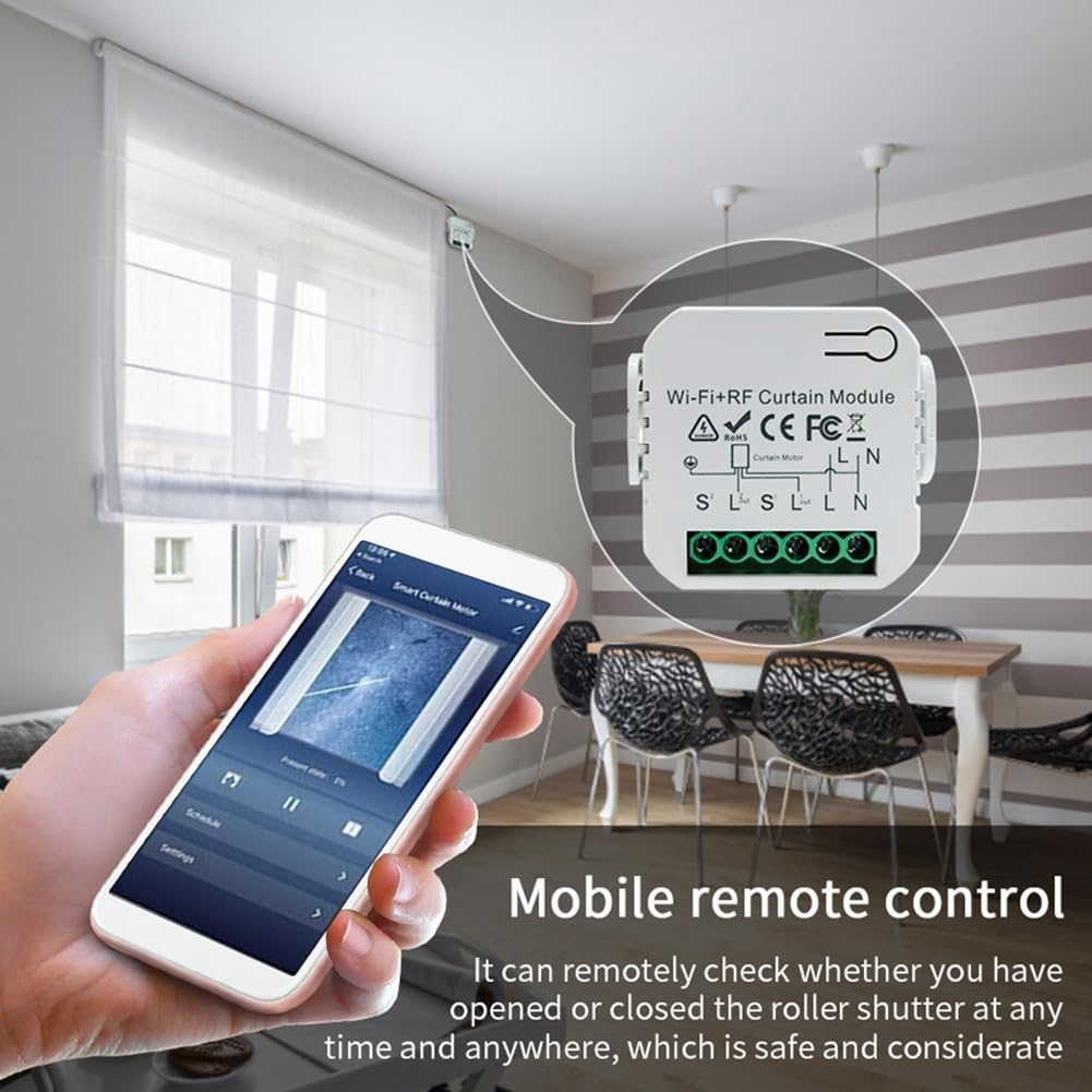 Byttlerom Tuya WIFI Smart Curtain Switch APP Timing Motor Controller Switch 433 Mhz White Remote Control Electric Roller Blind image number 4