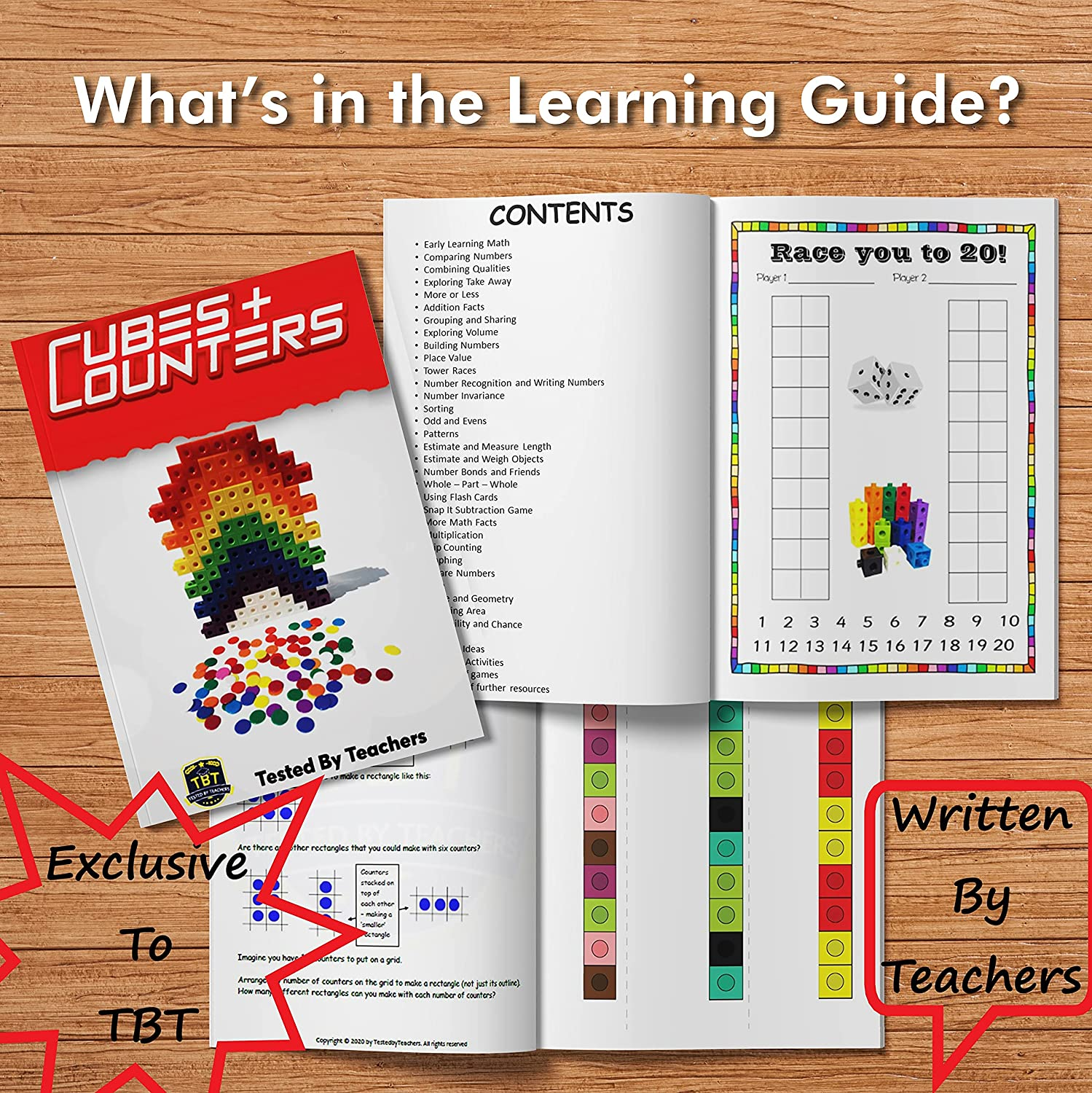 200 Math Cubes & 100 Math Counters Set with Learning Guide & Case - Ideal for Home Schooling, Montessori and Number Sense Learning. Creative Educational Connecting Blocks Toy & Bingo Counters for Kids image number 5