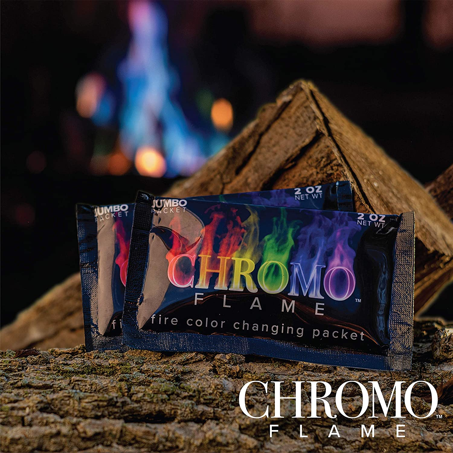 Fire Color Changing Packets for Fire Pit, Campfire, Bonfire, Outdoor Fireplace | Mystic, Rainbow, Magic, Colorful Flames | 10 Oz Total, 5-2 Oz Jumbo Packets image number 1