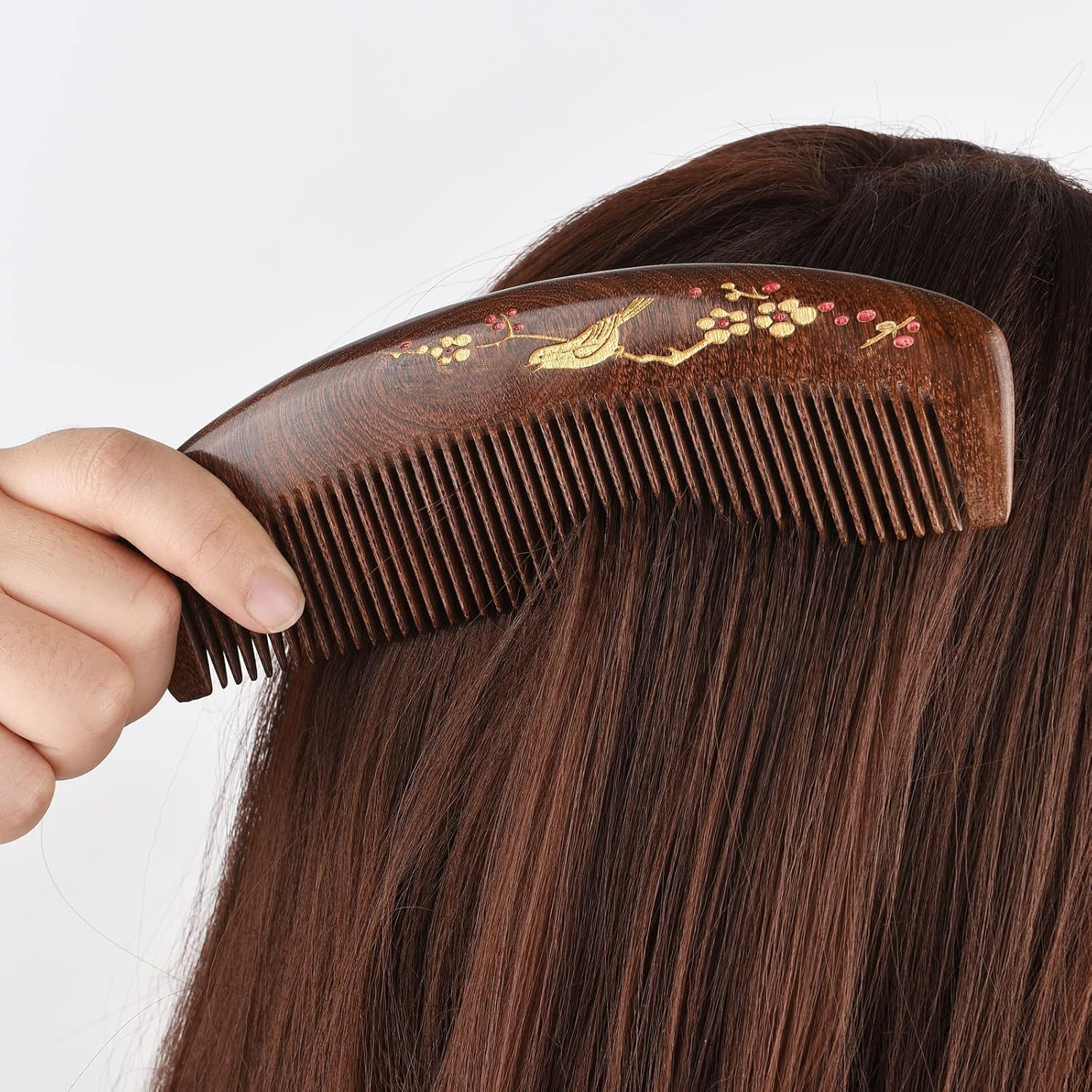 Yasao Wooden Hair Comb Fine Tooth Wood Comb for Women No Static Natural Detangling Sandalwood Comb image number 4