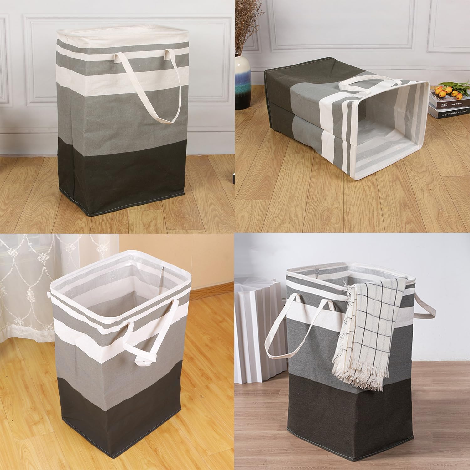 Paifeancodill Large Laundry Basket, 2 Pcs Laundry Hamper Baskets Waterproof Freestanding Laundry Hamper Collapsible Tall Clothes Hamper with Extended Handles for Clothes Toys in the Dorm/Family (75L)