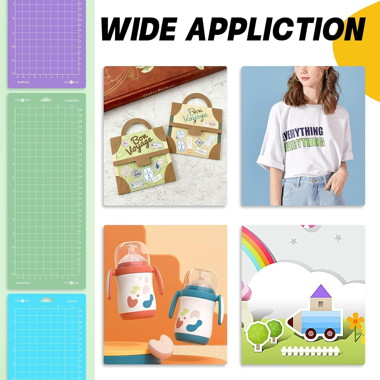 3Pcs Reusable Cutting Mat, 4.5" X 12" Reusable Cutting Mat for Crafts with Protective Film, Use with Cardstock, Iron On, Vinyl and More, Compatible with Cricut Joy