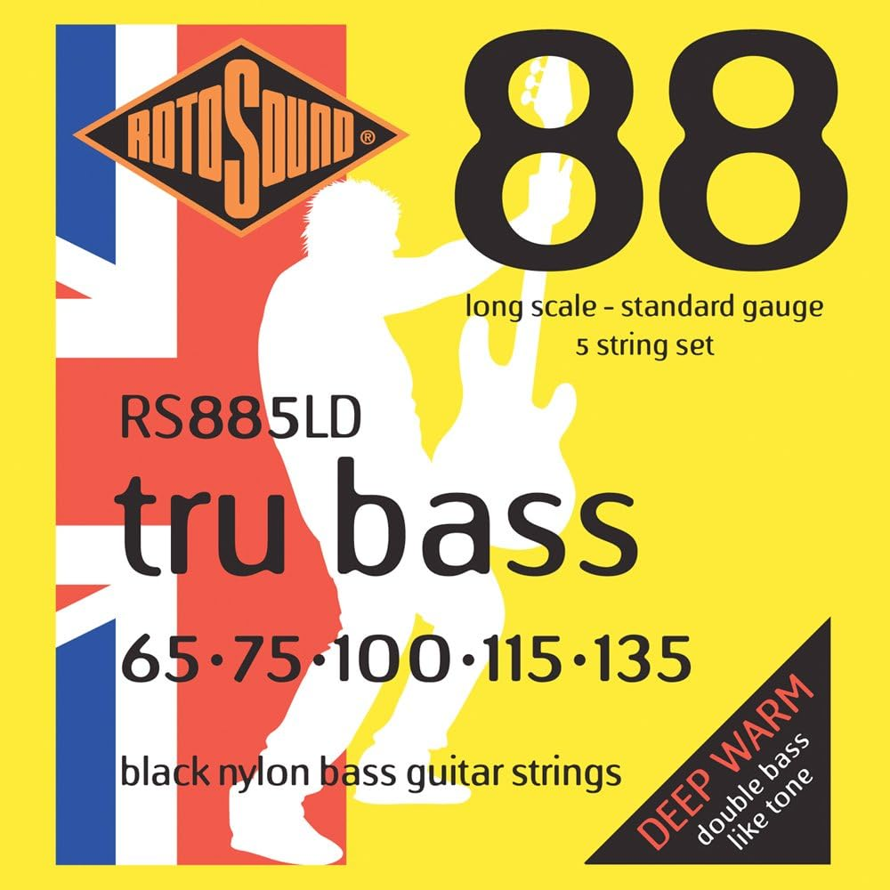 Rotosound RS88M Black Nylon Flatwound Medium Bass Guitar Strings (65 75 90 115)