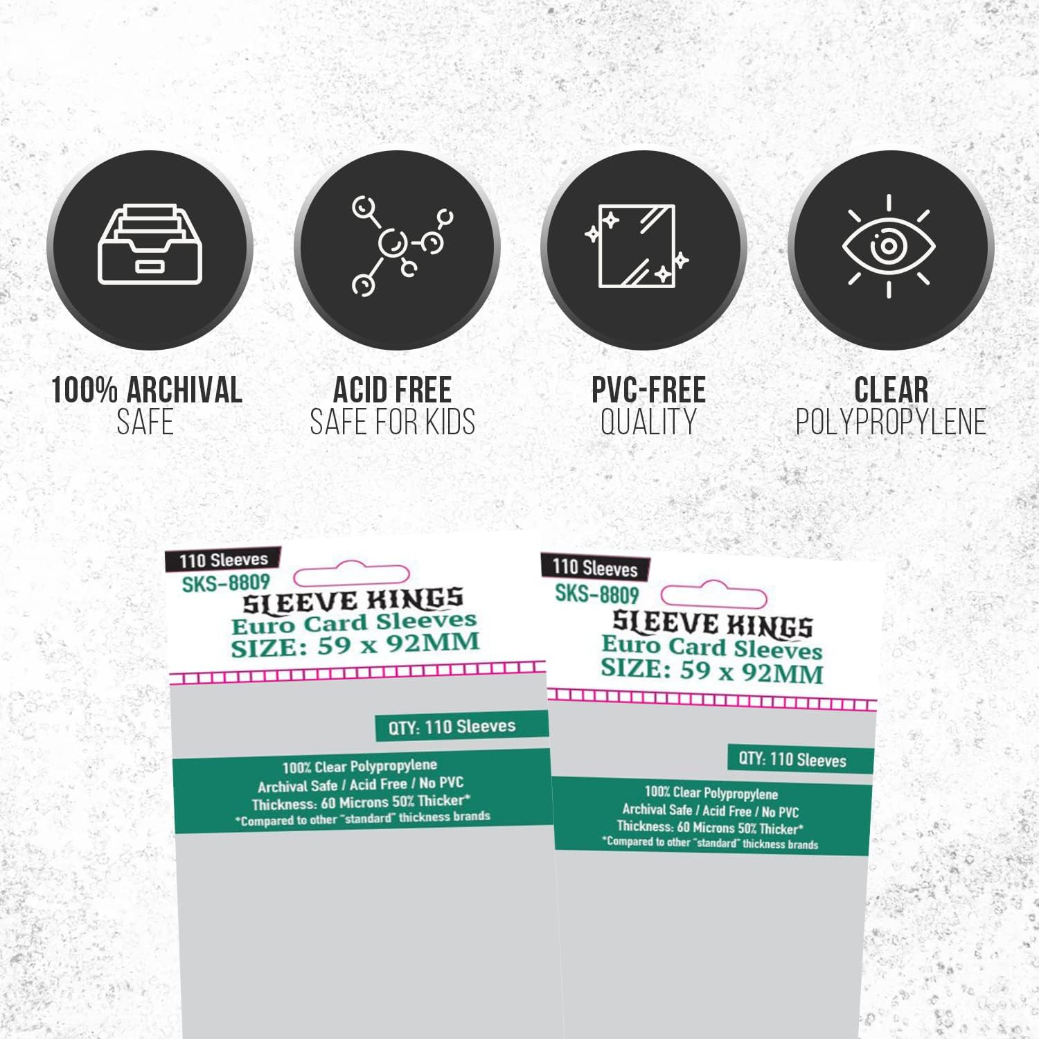 Sleeve Kings Board Game Sleeves Euro (59Mm X 92Mm) (110 Sleeves per Pack) Card Sleeves image number 3