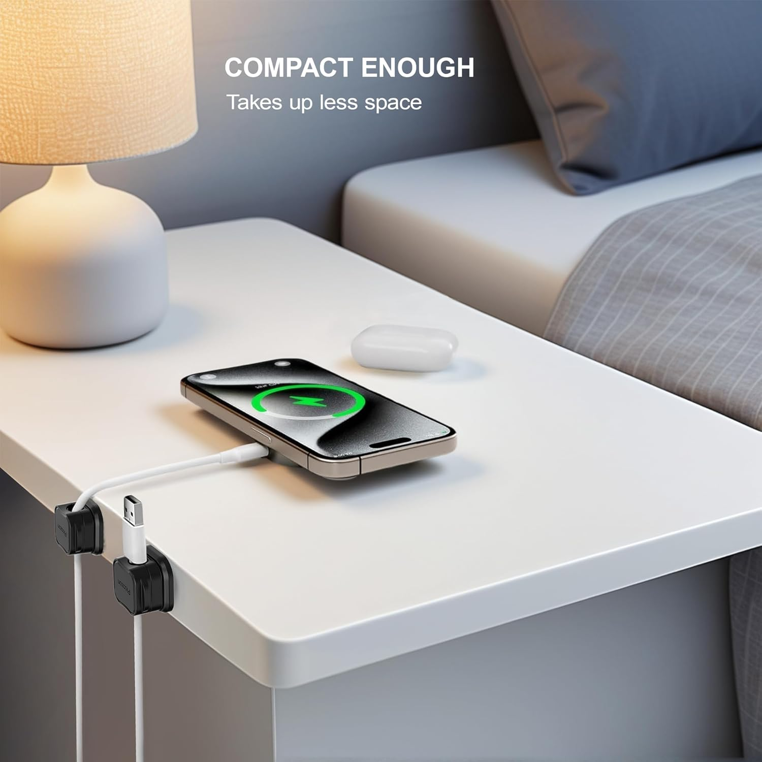 12 Pack Magnetic Cable Clip Organizer Cord Holder, Picozon Adhesive Cable Management, Wire Phone USB Charger Cable Holder Keeper Organizer for Car, Office Home Desktop, Wall, Night Table, Black image number 2