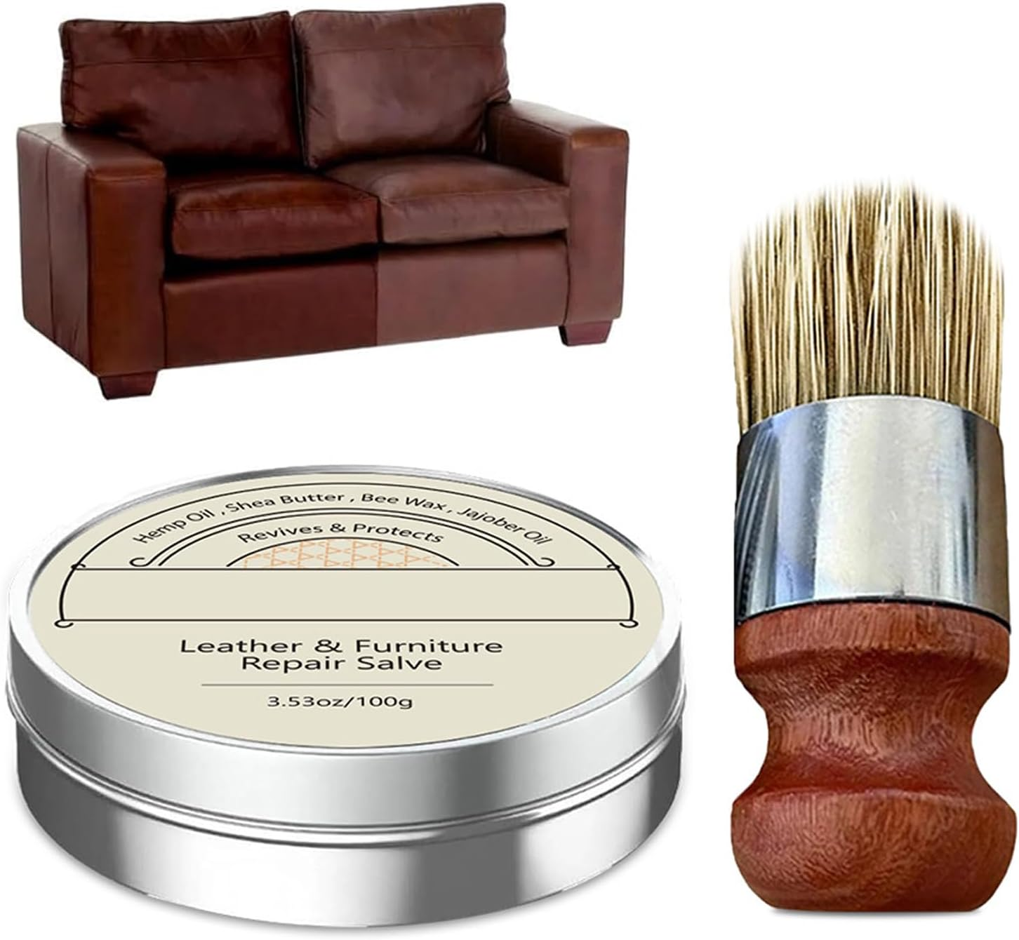 Taimeimao Premium Leather Balm, Organic Leather Care with Beeswax, Intensive Leather Care, Premium Balm, for Care and Cleaning of Bridle Saddles Shoes Leather Clothing, Leather Repair Set