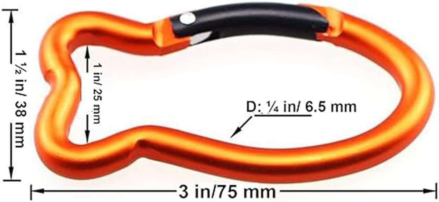 Fish Bone Shape Keychain Clips Mini Carabiner - 8 Cm Aluminum Durable Quick Release Auto Locking Spring Loaded image number 4