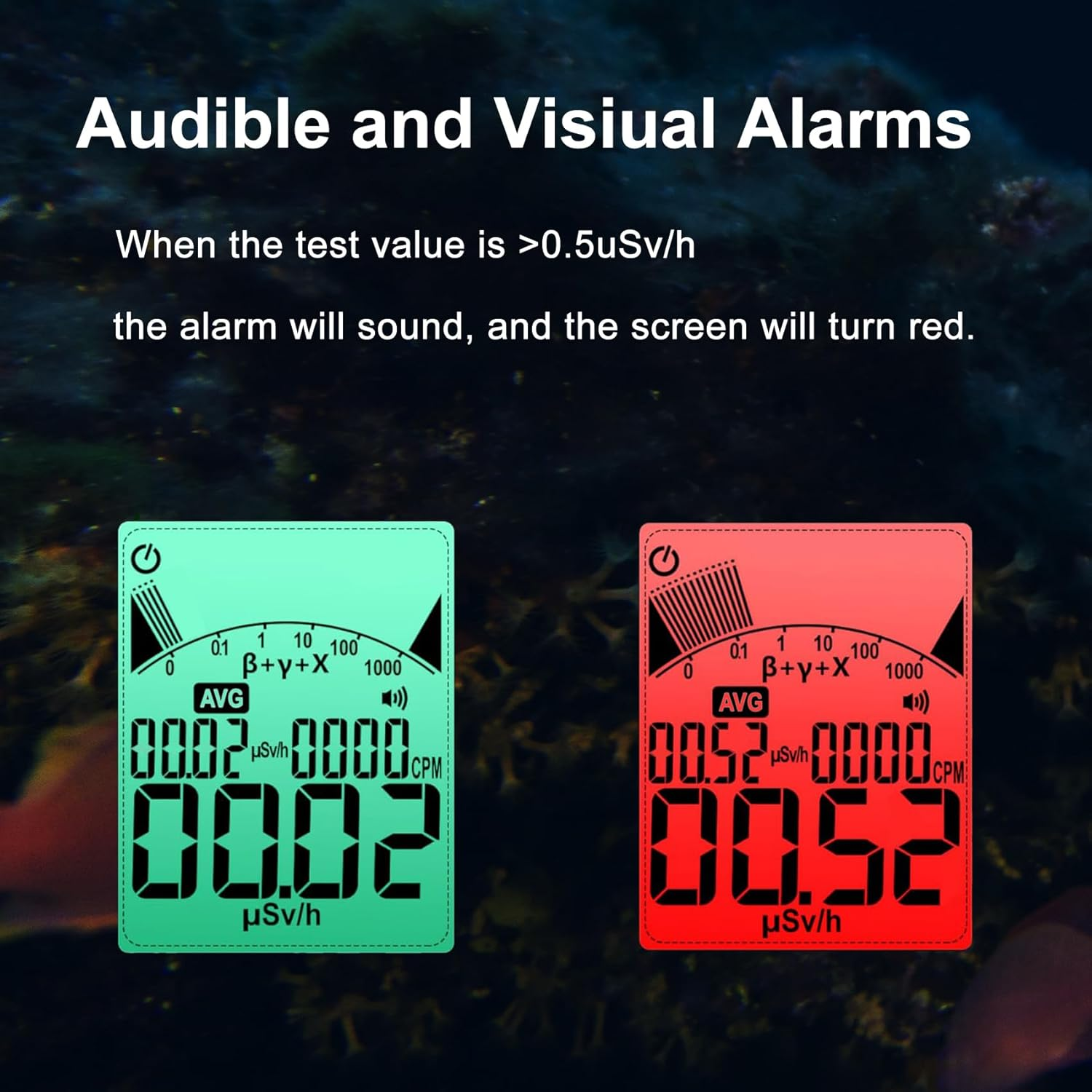 Geiger Counter Nuclear Radiation Detector - Portable Radiation Dosimeter Tester Beta Gamma X-Ray Radioactivity Detector for Nuclear Wastewater Seafood with Backlit LCD Display, Audible & Visual Alarm image number 4