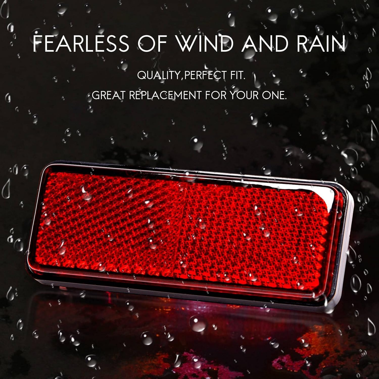 Red Light Rear Motorbike Quad Scooter Bike Reflector Number Plate Rectangle Reflector For image number 3