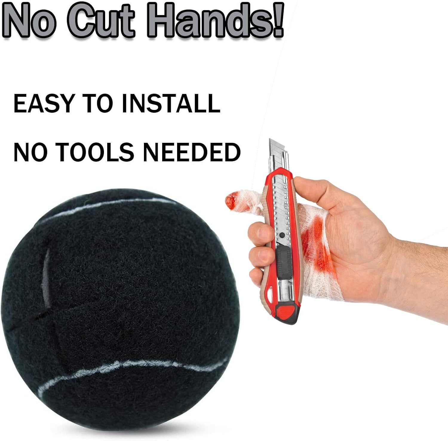 Magicorange 4 PCS Precut Walker Tennis Balls for Furniture Legs and Floor Protection, Heavy Duty Long Lasting Felt Pad Glide Coverings (Black) image number 2