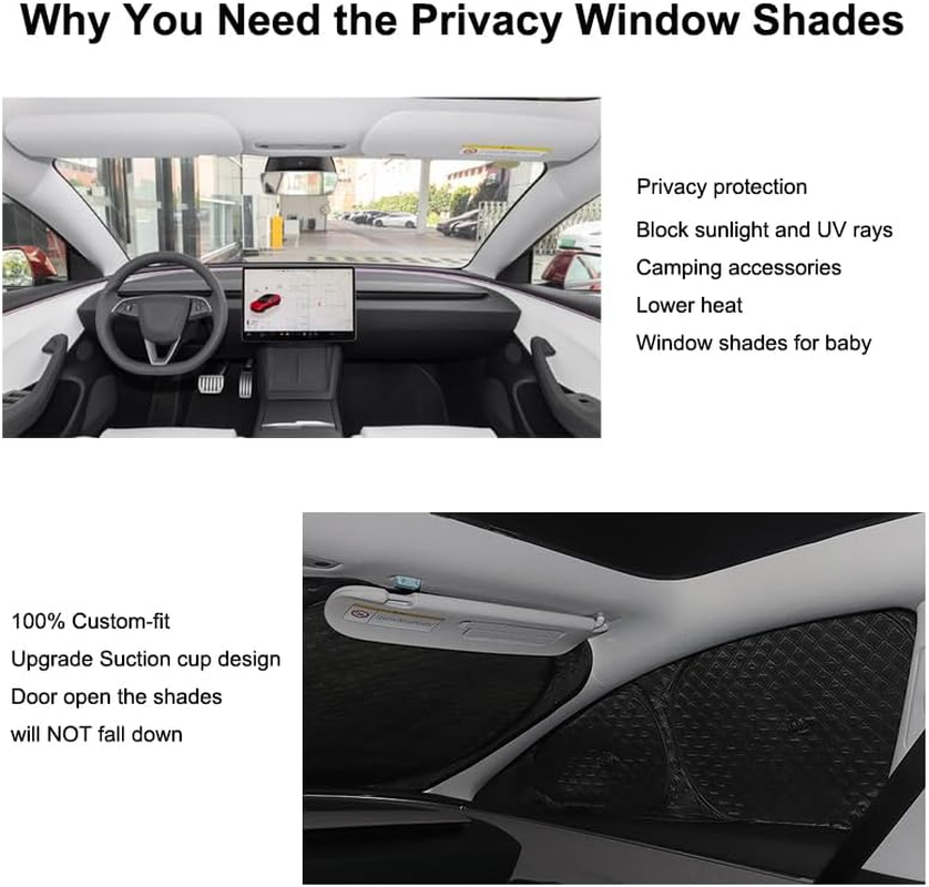 Wedoi Upgraded Camping Privacy Curtain 8 Pieces for Tesla Model 3 2017-2025 Window Sunshade for Model 3 Highland Camping Shades Windshield Sunshade Privacy Screens Fortesla Accessories image number 4