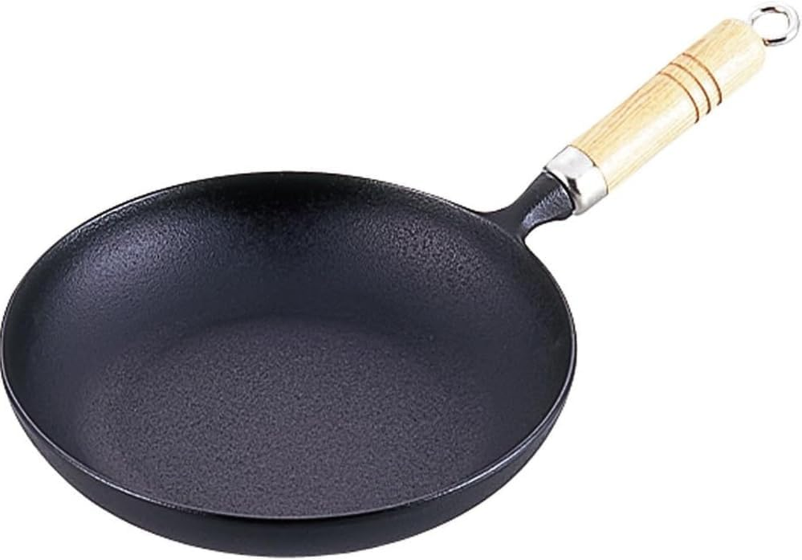 Iwachu 24004 Nambu Ironware Omelet Pan, 7.1 Inches (18 Cm) (With Wooden Handle), Black Baked, Induction Compatible, Iwachu