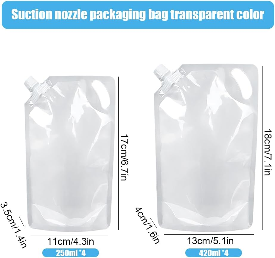 8 PCS Reusable Sorting Pouches for Adults, Plastic Flasks for Liquor Disguise with Funnel, Hidden Drink Pouches for Alcohol image number 4