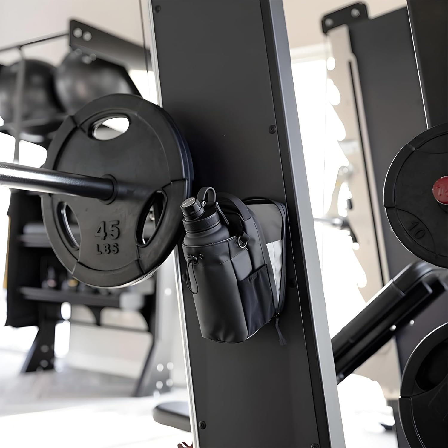 Gym Magnetic Water Bottle Holder Bag with Phone Pockets & Accessories Organizer, Sling Bag with Adjustable Strap for Men/Women, Gym,Work, Trave & Sports, Keep Gear Clean & off Floor (Style 4) image number 6