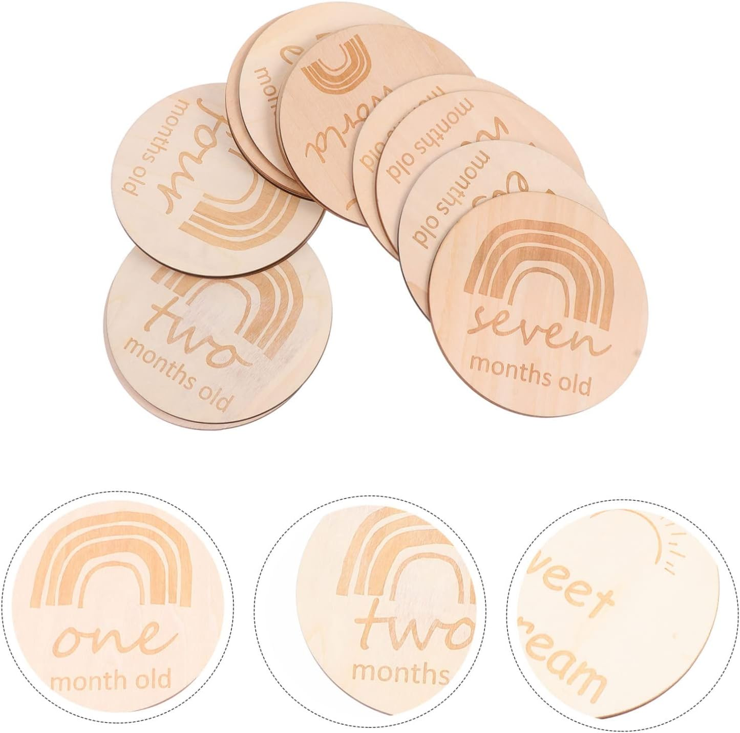 13Pcs Double-Sided Wood Baby Monthly Growth Recording Cards Newborn Photography Props for Baby Shower Milestone Moments