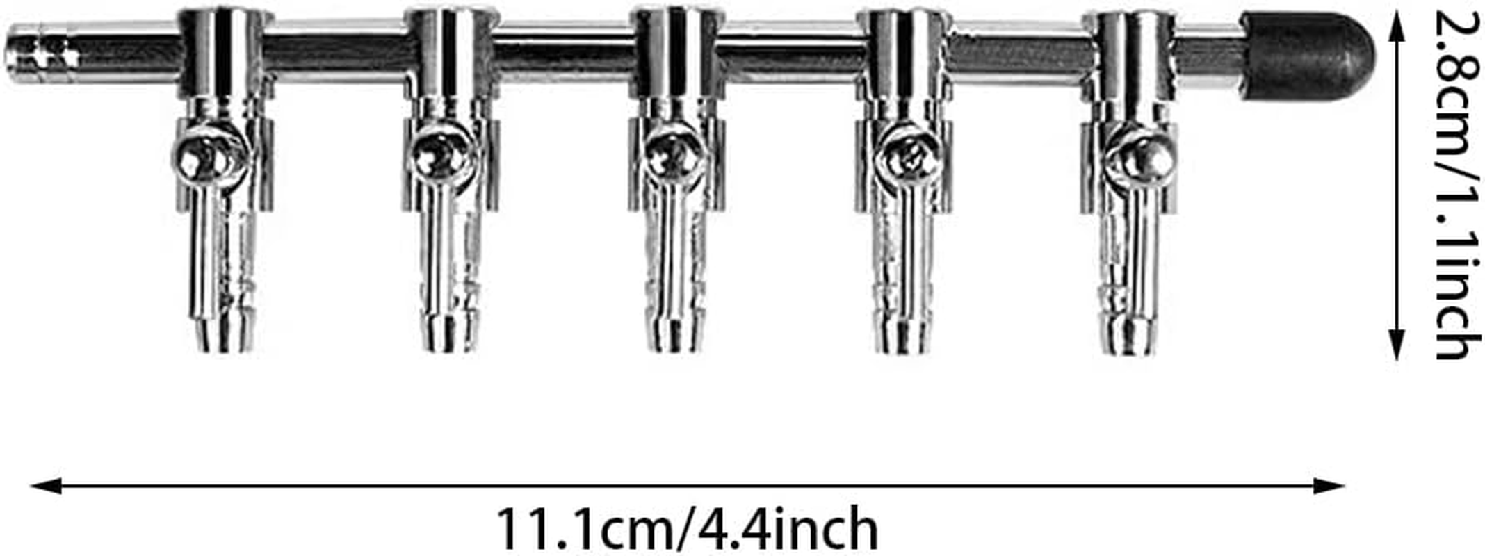 Stainless Steel Air Flow Splitter Pump Lever Valve,2Pcs 4 Way Aquarium Air Distribution Tubes Stainless Steel Aquarium Air Splitter Tube Air Flow Control Valve,4 Way Air Flow Splitter Pump Lever Valve image number 4
