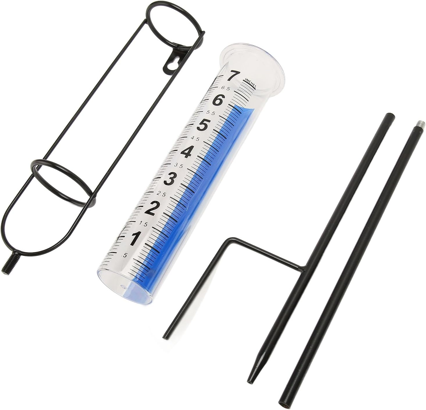 Domary Metal Stake Rain, Upgraded Design, Large Font Scale, Blue Metal Strip, Adjustable Height, Easy Installation, Sturdy Material with Detachable Tube, for Yard, Lawn, Garden Use