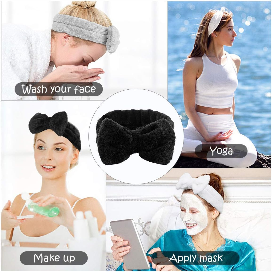 Spa Makeup Headband &ndash; Soft, Fluffy Hairband for Makeup, Skincare & Spa &ndash; Adjustable, Comfortable Fit in Vibrant Colors, Non-Slip & Stretchy Fabric - Green+Orange image number 6