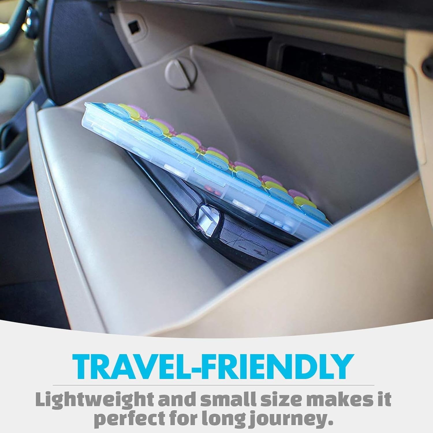 Pill Organizer Portable Multi-Color Transparent PP Material Pill Box Travel Pill Organiser for Pills Vitamin Fish Oil Supplements at Morning Noon Night 7 Days image number 6