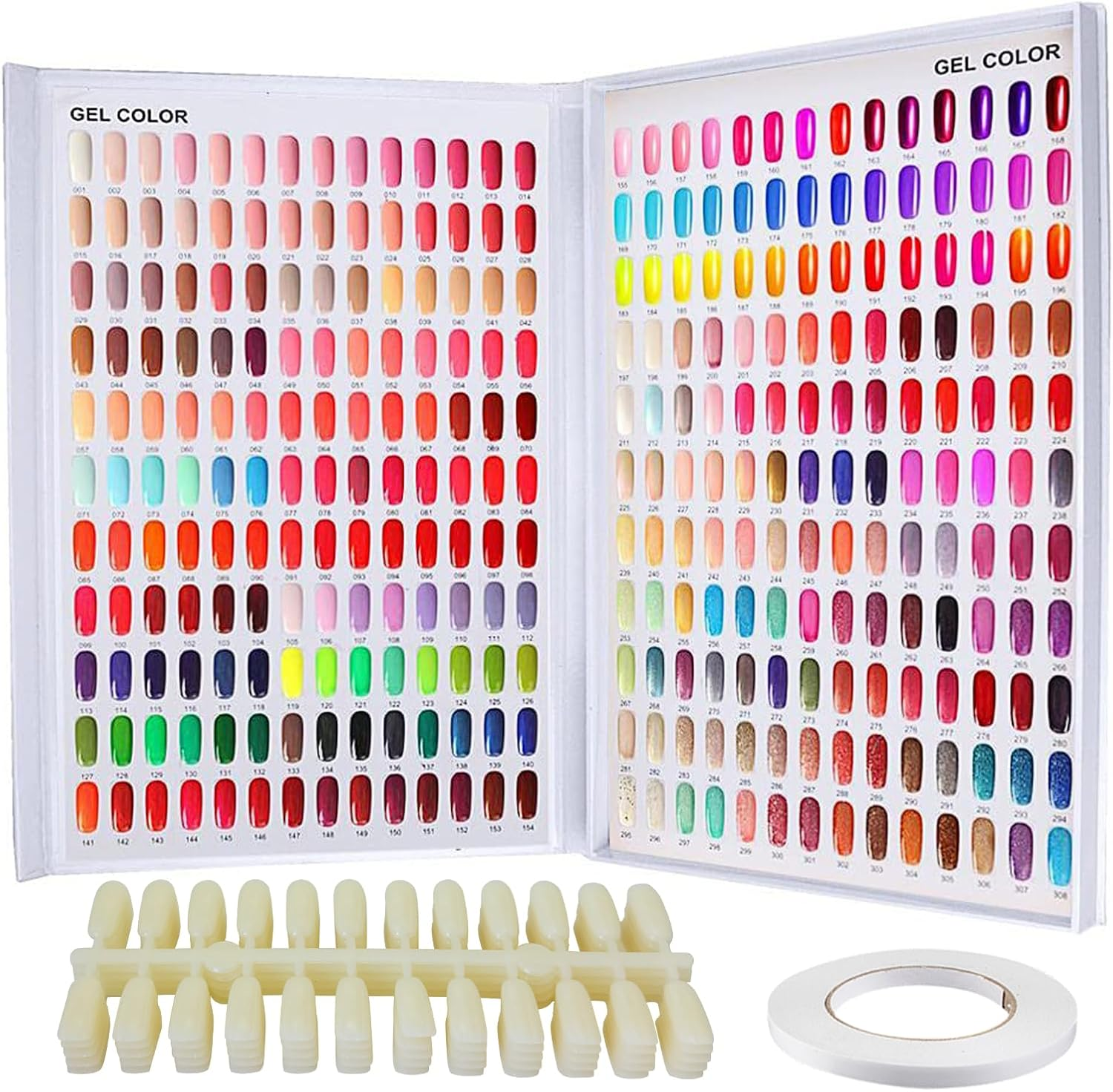 308 Nail Color Chart Display, UV Gel Polish Book Nail Painting Practice Design Board, Fake Tips Nails Sample Display Nail Art for Nail Salons, DIY Nail Art at Home image number 6