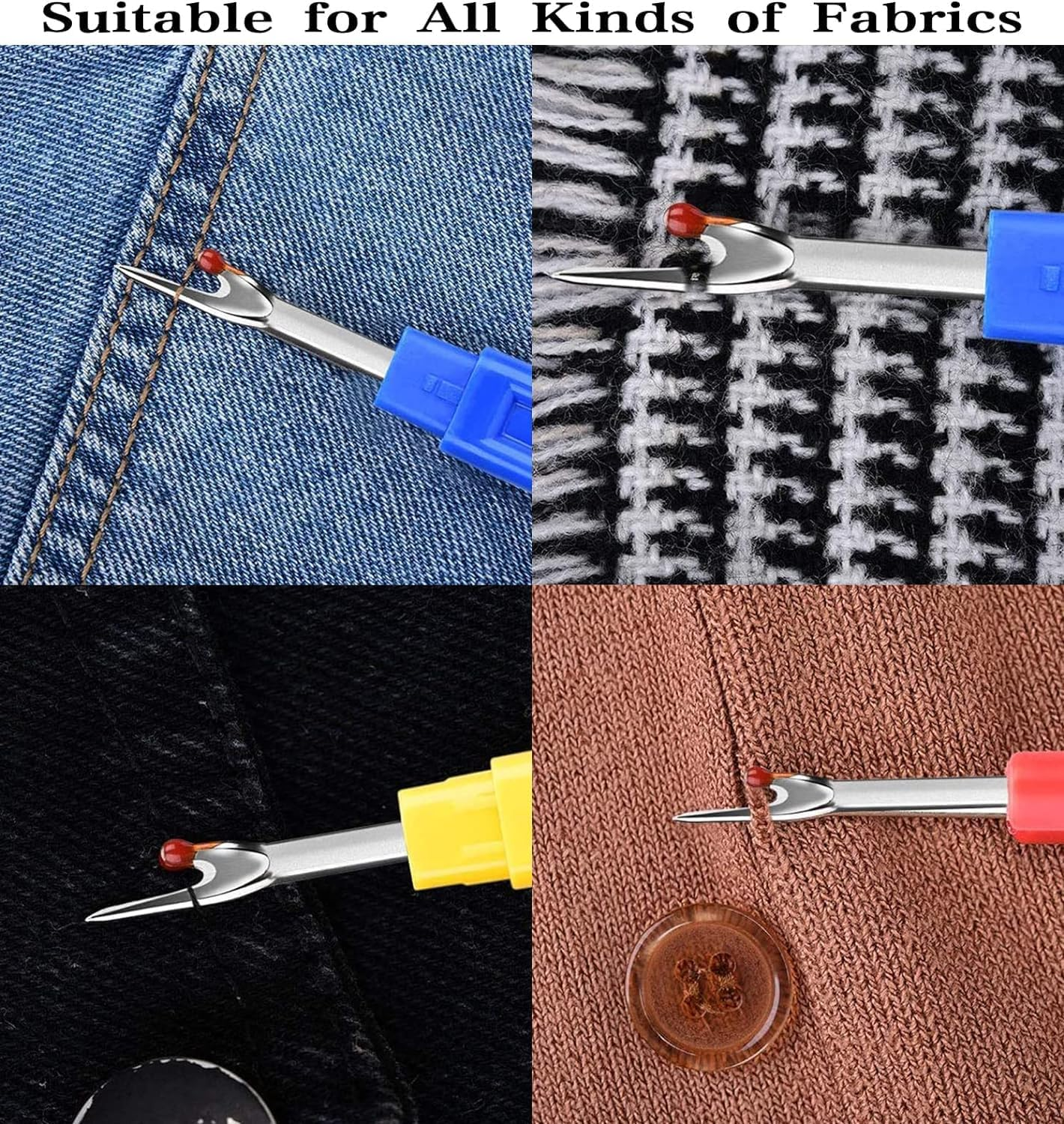 Seam Ripper and Thread Remover Kit, 10Pcs Sewing Seam Ripper Tool,Seam Ripper Set Thread Seam Removal Separator Sewing Cross Stitch Separator Stitch Unpicker with Trimming Scissor and Ruler for Sewing image number 4