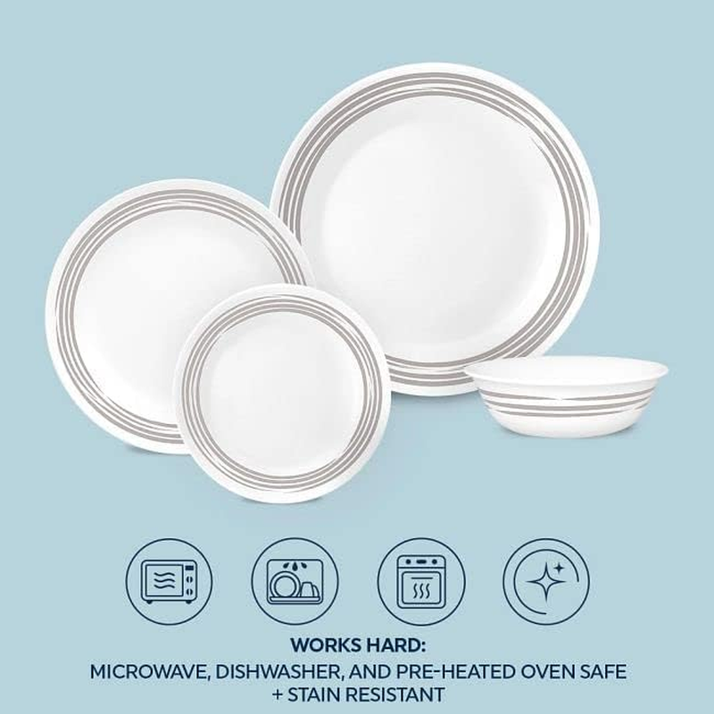 Corelle Classic Dinnerware Set, 16 Piece Set, Brushed Silver image number 3