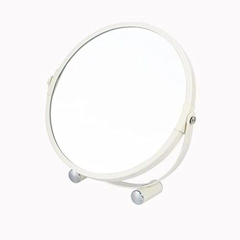 Double Sided Vanity Mirror Makeup Mirror Tabletop Mirror ，1X and 3X Magnifying Mirror Metal Frame round Free Standing Makeup Mirror for Bedroom Bathroom (White)