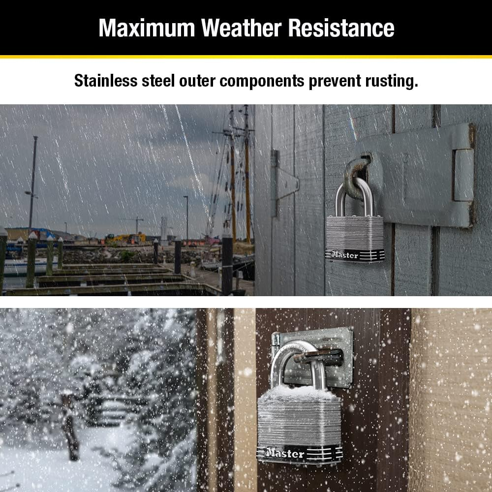 Master Lock Padlock, Laminated Stainless Steel Lock, 2 In. Wide, 5SST (Pack of 2-Keyed Alike) image number 5