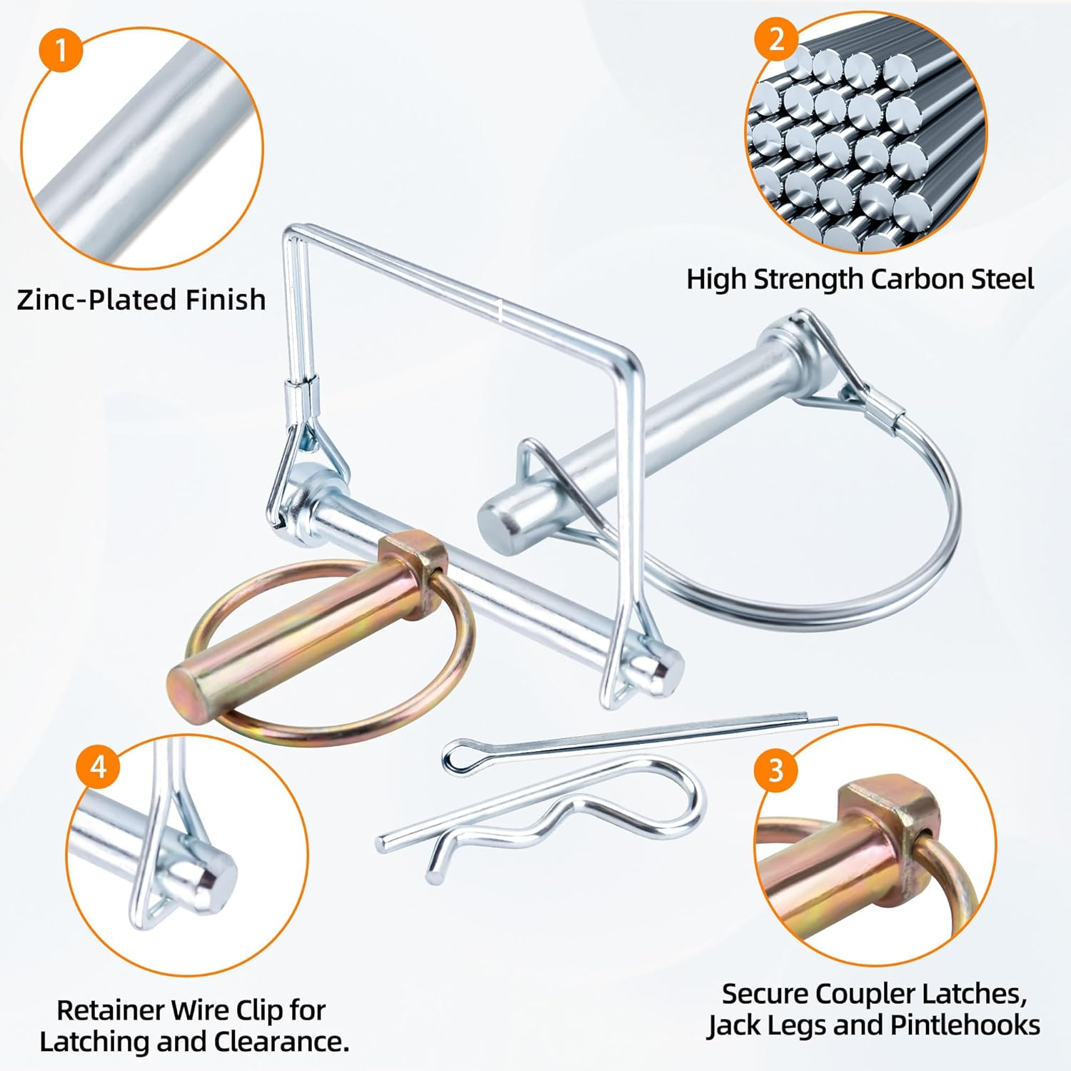 360Pcs Heavy Duty Pin Assortment Kit - Hitch Pins R Clip Pins - Hair Pins- Lynch Pins - PTO Pins - for Trucks Trailers Tractors Mowers 3 Point Accessories, Farm,Lawn,Hitches,And Garden image number 4