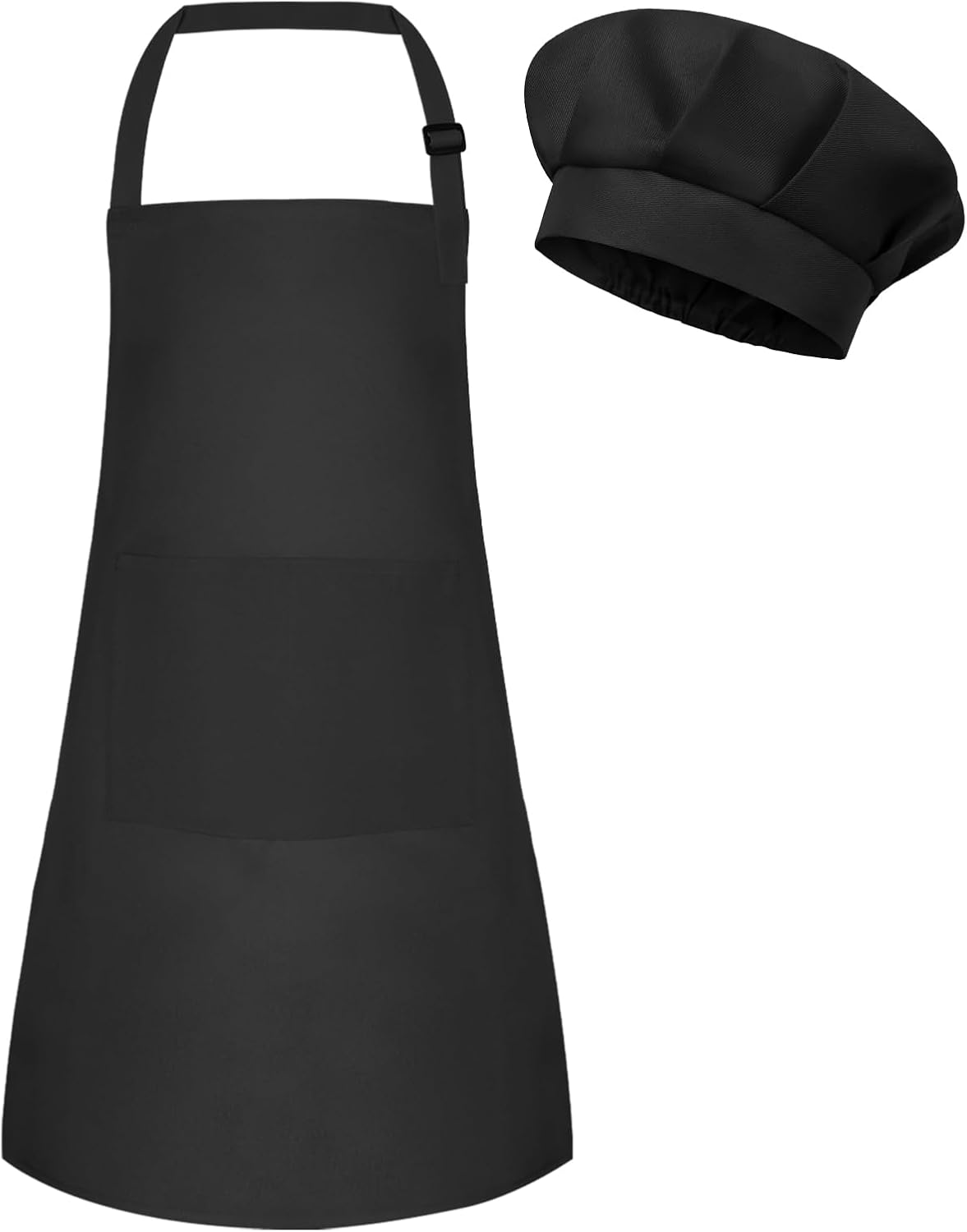 Kids Apron and Chef Hat Set Adjustable Chef Art Apron with 2 Pockets Toddler Chef Hat and Apron for Cooking Painting, M-Green, Small