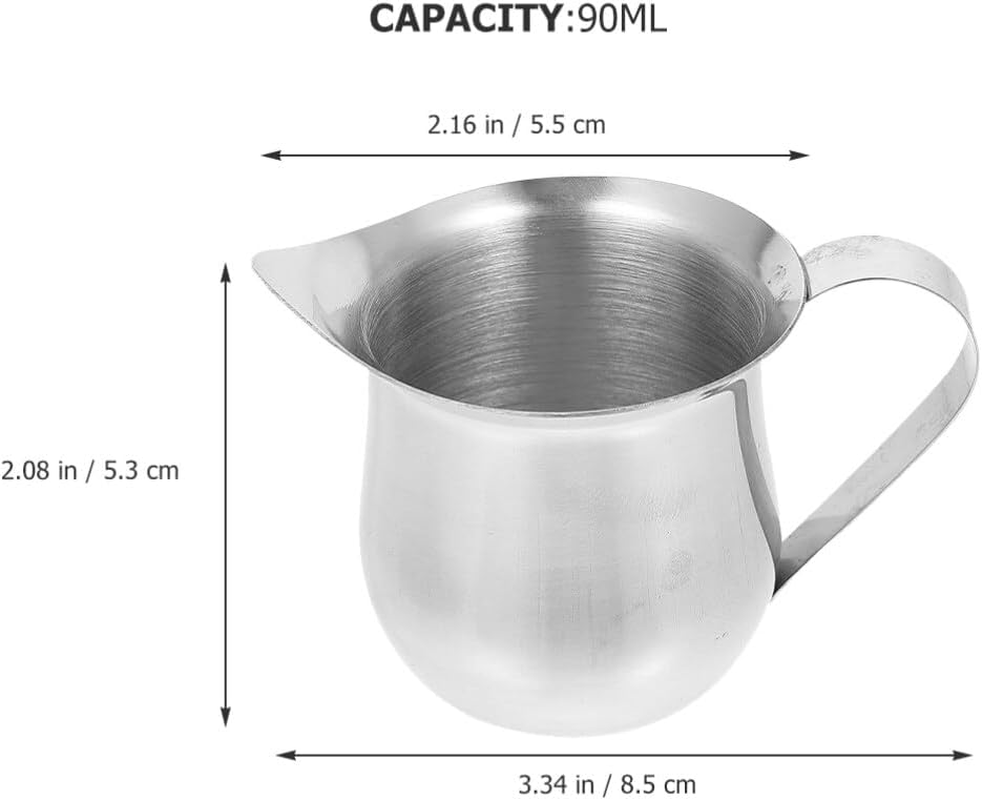 Amosfun 4Pcs Milk Frothing Pitcher 90Ml Coffee Creamer Pitcher Stainless Steel Espresso Pourer Metal Latte Cup Milk Steamer Jug Tea Serving Pot for Syrup Sauce image number 1