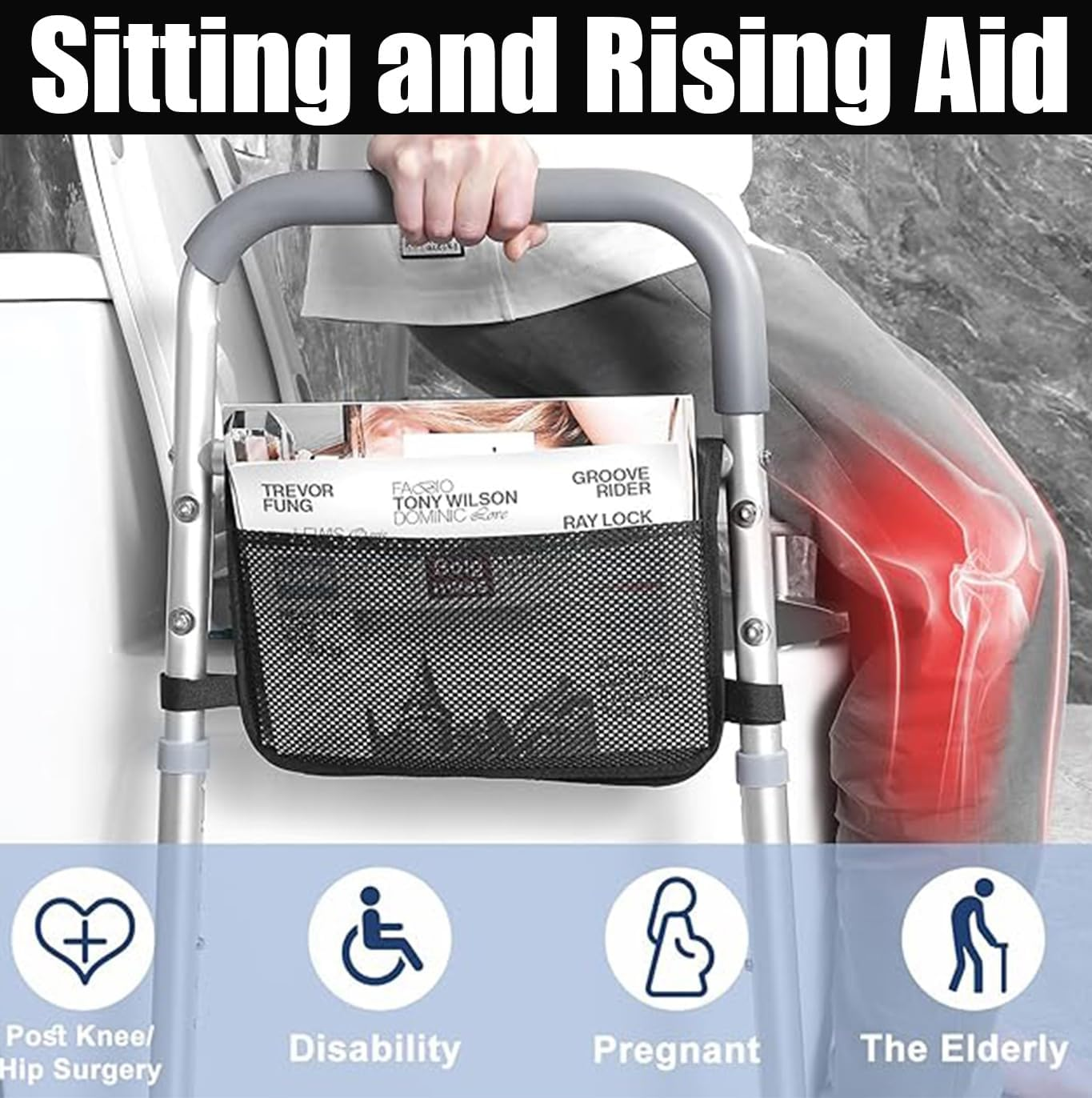 Raised Toilet Seat with Handles,Toilet Lift Grab Bar, Width and Height Adjustable Raised Toilet Seat, up to 330Lbs, with Armrests and Wider Seat, Standard Seat Risers for Seniors, Pregnant Individuals, and the Handicapped, Fits Any Commode