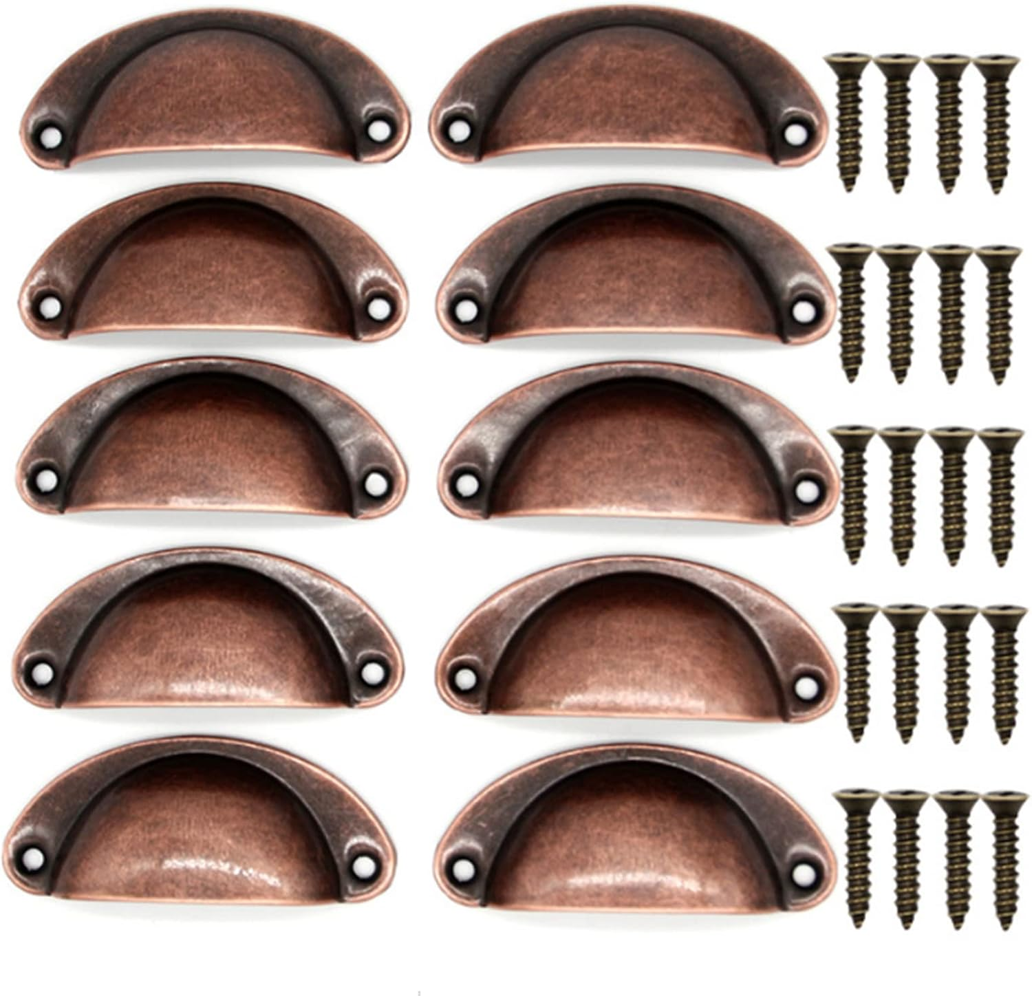 ACBBMNS 30Pcs Shell Cup Handles Half Moon Vintage Cupboard Door Knobs Kitchen Cabinet Drawer Cupped Pulls Antique Shell Pulls with Screws (Yellow Bronze)