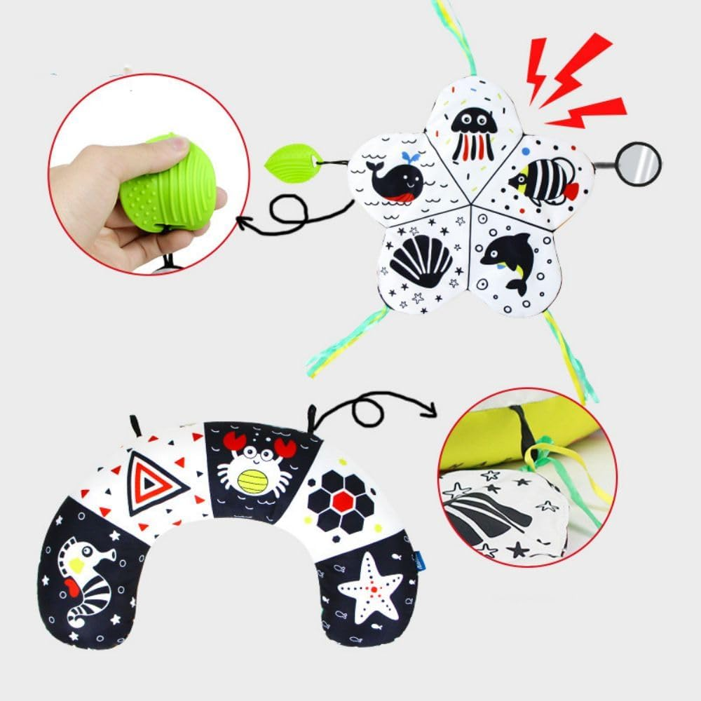 Poemtian Poemtian Baby Toys Infant Prone Pillow,Black and White High Contrast Baby Toys,Plaything Tummy Time Toys Cotton Pillow Infant Cotton Pillow for Infant Newborn Toddler image number 5