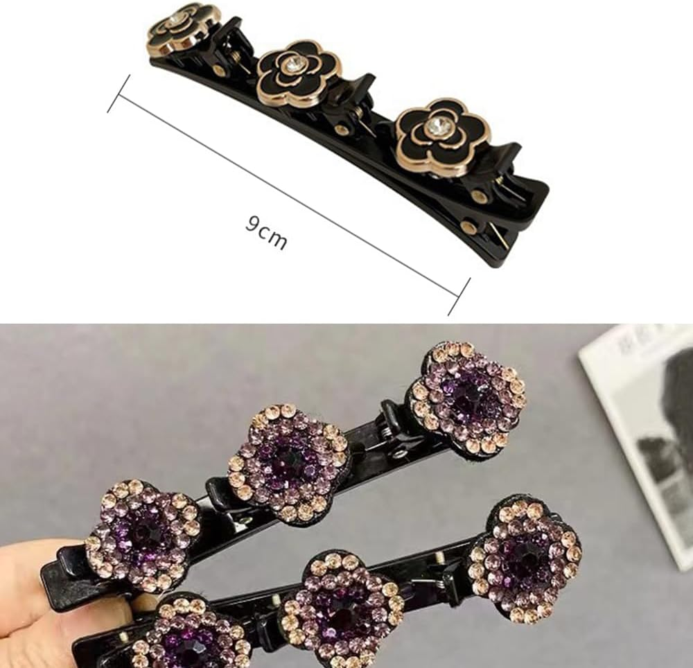 TSUOUKL 5-Piece Set of Women'S Hair Clips, Crystal Hair Clips, Women'S Double Layer Hair Clips with 3 Small Clips for Women and Girls, Daily, Party, Wedding