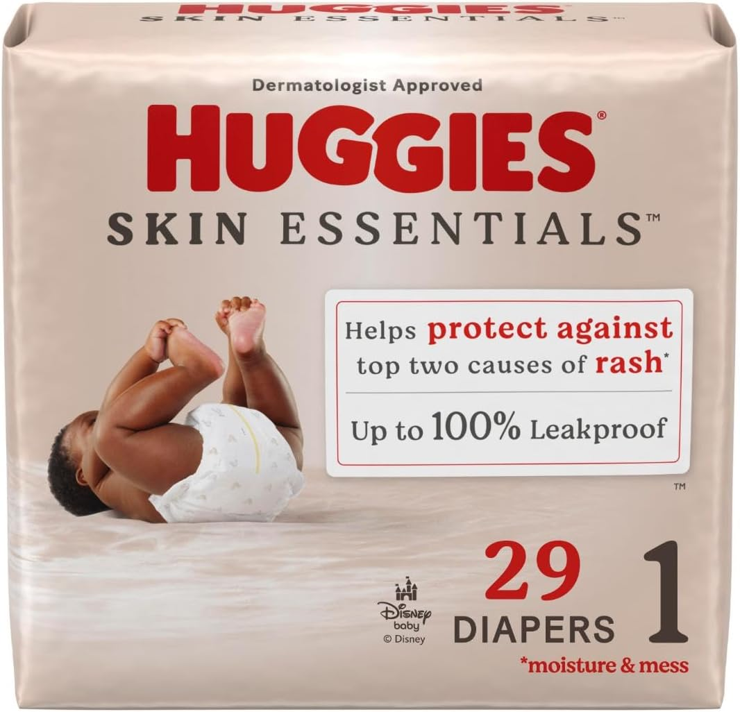 Huggies Size 1 Diapers, Skin Essentials Baby Diapers, Size 1 (8-14 Lbs), 29 Count, Packaging May Vary image number 5