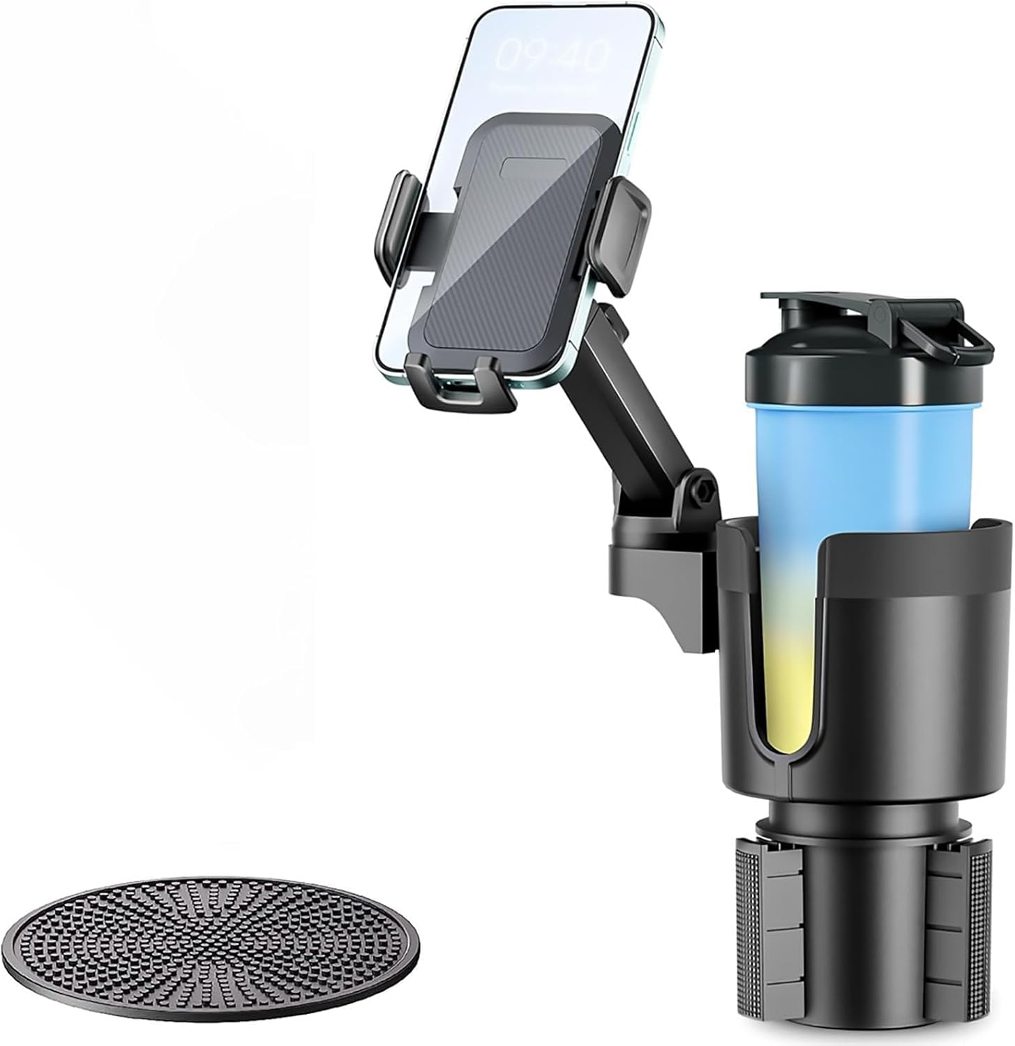 ZANZER Cup Holder Phone Mount, 2 in 1 Universal Phone Mount Expander with Adjustable Cup Holder, Long Arm 360&deg; Rotation Holder for Cars & Smartphones and Microfiber Car Towel image number 6