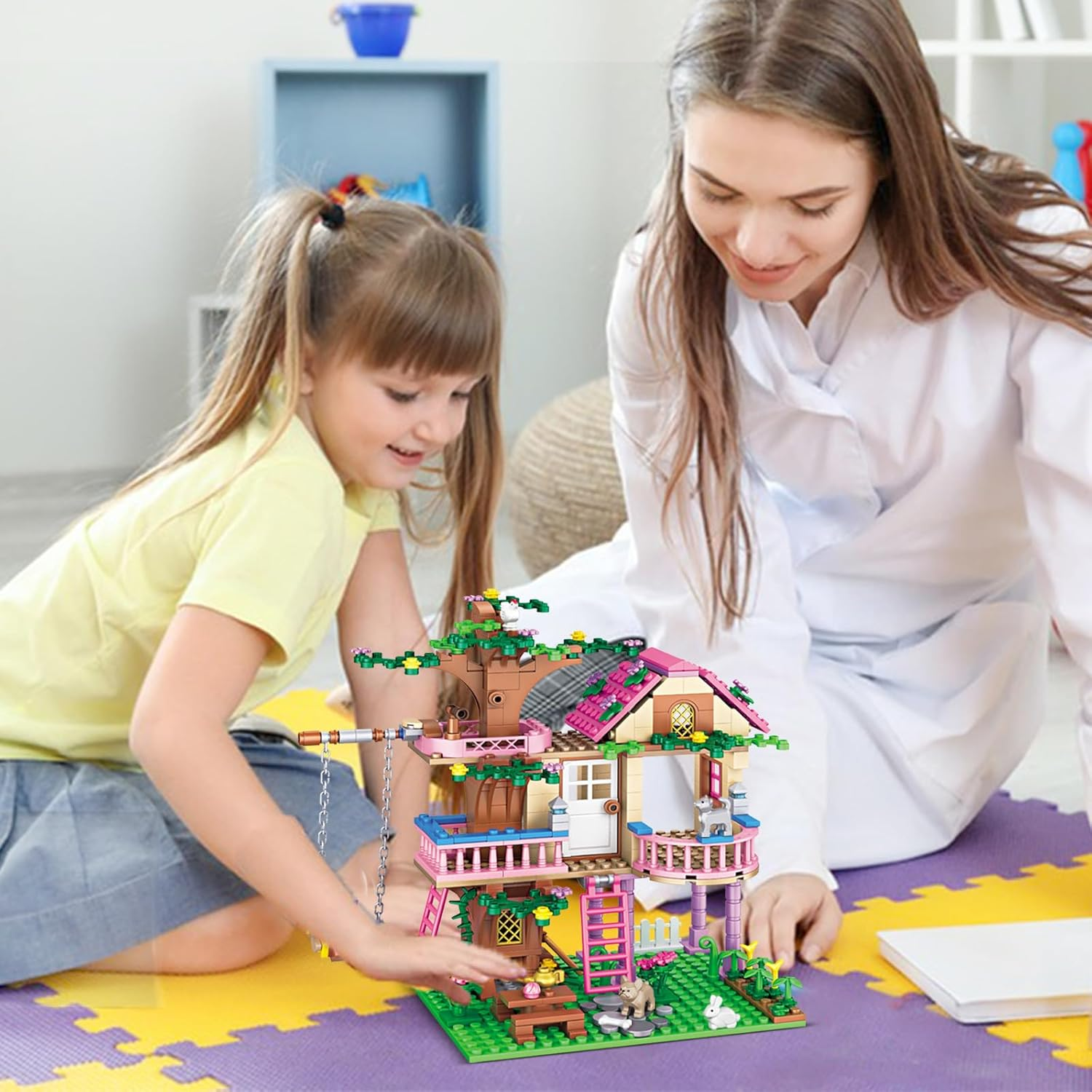 Tree House Building Set Compatible with  Friends, 504 PCS Forest House Building Kit Birthday for Kids Girls Boys Age 6-12 Years image number 5