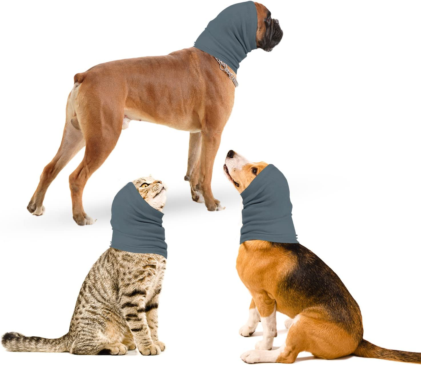 Ouuonno Dog Snood for Neck and Ear Warmer, Calming Pet Snood Covers for Anxiety Relief and Grooming, Muffs for Dogs and Cats (Small, Pink)