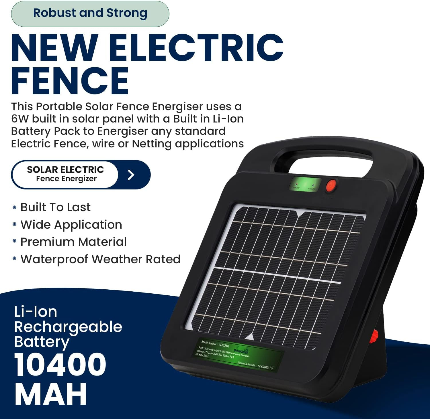My Animal Command Solar Charger Portable Power Station Pet Fence 3 Mile 0.25 Joules Output (9-11KV) Electric Fence Energizer Containment & Protection of Livestock,Dog, Cats, Pets Easy Installation image number 3