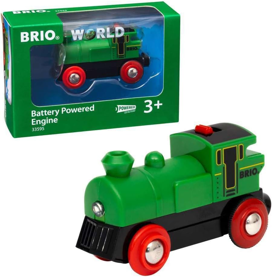 BRIO World 33595 Battery Powered Engine &ndash; Wooden Train Engine with Motorised Action, Compatible with BRIO Railway Sets for Kids 3+ Years