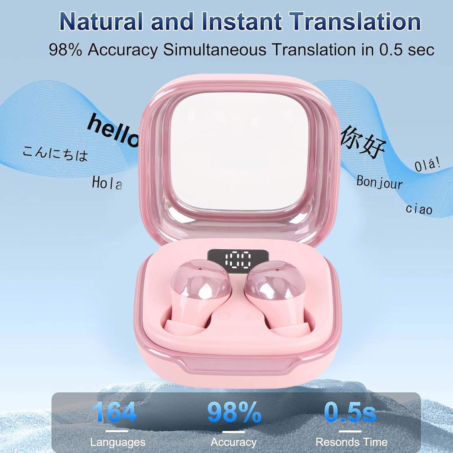YUEHISY AI Translation Earbuds, Translator Earbuds Real Time 164 Language, Bluetooth 6.0 Noise Reduction with 7 Translation Modes, for Travel Business image number 5