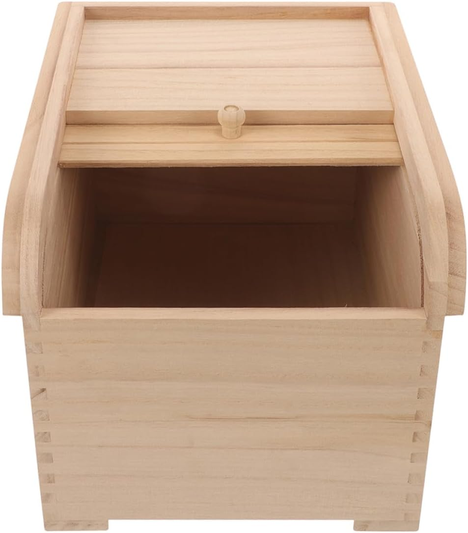 STAHAD Wooden Rice Storage Bin with Lid 10Kg Capacity Sealed Solid Paulownia Wood Food Container for Pantry Moisture and Kitchen Storage Organizer image number 6