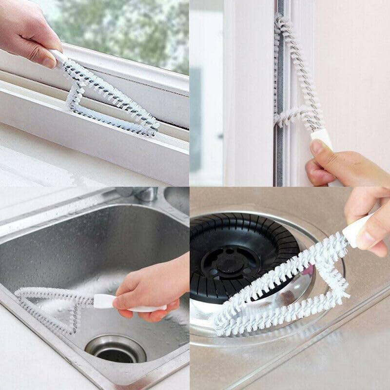 Leona Co Plastic Triangle Household Window Sliding Door Track Cleaning Gap Brush White, Easy Clean image number 6