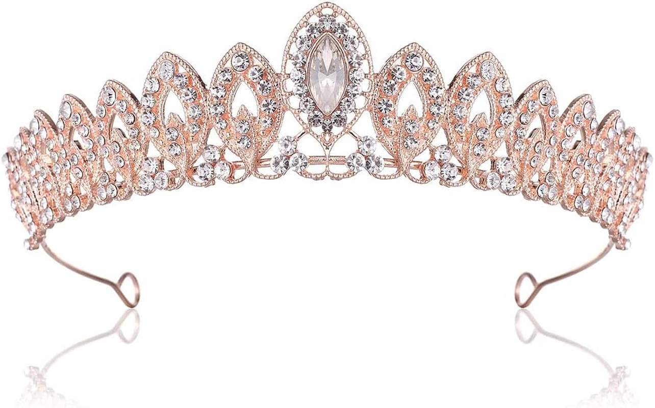 Rhinestone Crystal Tiaras and Crowns Headband for Women Birthday Pageant Wedding Prom Princess Crown,Rose Gold