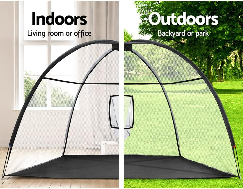 Everfit Golf Net, 3.5M Wide Practice Driving Nets Cage Impact Screen Hitting Training Sports Netting Backyard Indoor Outdoor Camping Equipment, with 210D Carry Bag Large Target Pocket Mat Black image number 6