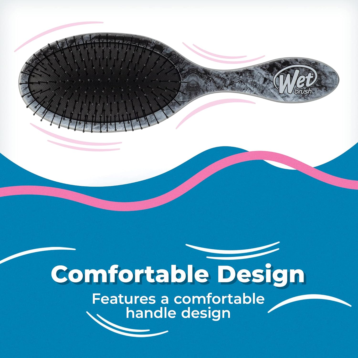 Wet Brush Original Detangler Hair Brush - Abstract Mineral Black Swirl - All Hair Types - Ultra-Soft Intelliflex Detangler Bristles Glide through Tangles with Ease - Pain-Free Comb for Men & Women - Dusty Rose image number 3